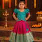 (ETS015) Elegant Teal and Magenta Girls Traditional Pattu Pavadai Set