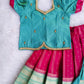 (ETS015) Elegant Teal and Magenta Girls Traditional Pattu Pavadai Set