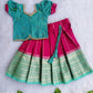 (ETS015) Elegant Teal and Magenta Girls Traditional Pattu Pavadai Set