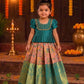 (ETS016) Elegant Traditional Teal & Peach Pattu Pavadai Set