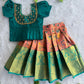 (ETS016) Elegant Traditional Teal & Peach Pattu Pavadai Set