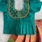 (ETS016) Elegant Traditional Teal & Peach Pattu Pavadai Set