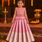 (ETS020) Elegant Pink & Silver Embroidered Silk Pattu Pavadai Set