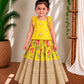 (ETS022) Sunny Yellow Lotus Ethnic Ruffled Lehenga Set