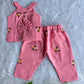 (ETTP003) Charming Floral Embroidered Pink Top and Trouser Set