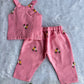 (ETTP003) Charming Floral Embroidered Pink Top and Trouser Set