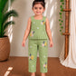 (ETTP004) Charming Floral Embroidered Green Peplum Top and Trouser Set