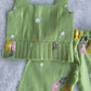 (ETTP004) Charming Floral Embroidered Green Peplum Top and Trouser Set