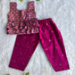 (ETTP007) Vibrant Bandhani-Print Layered Peplum Top with Brocade Trousers Set