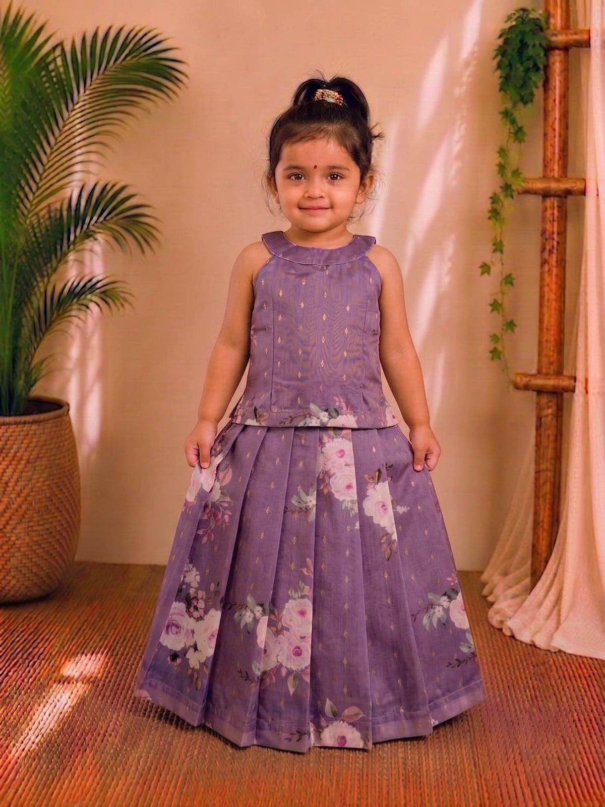 (ETTS004)Pastel shaded Floral Halter Top & Skirt Set