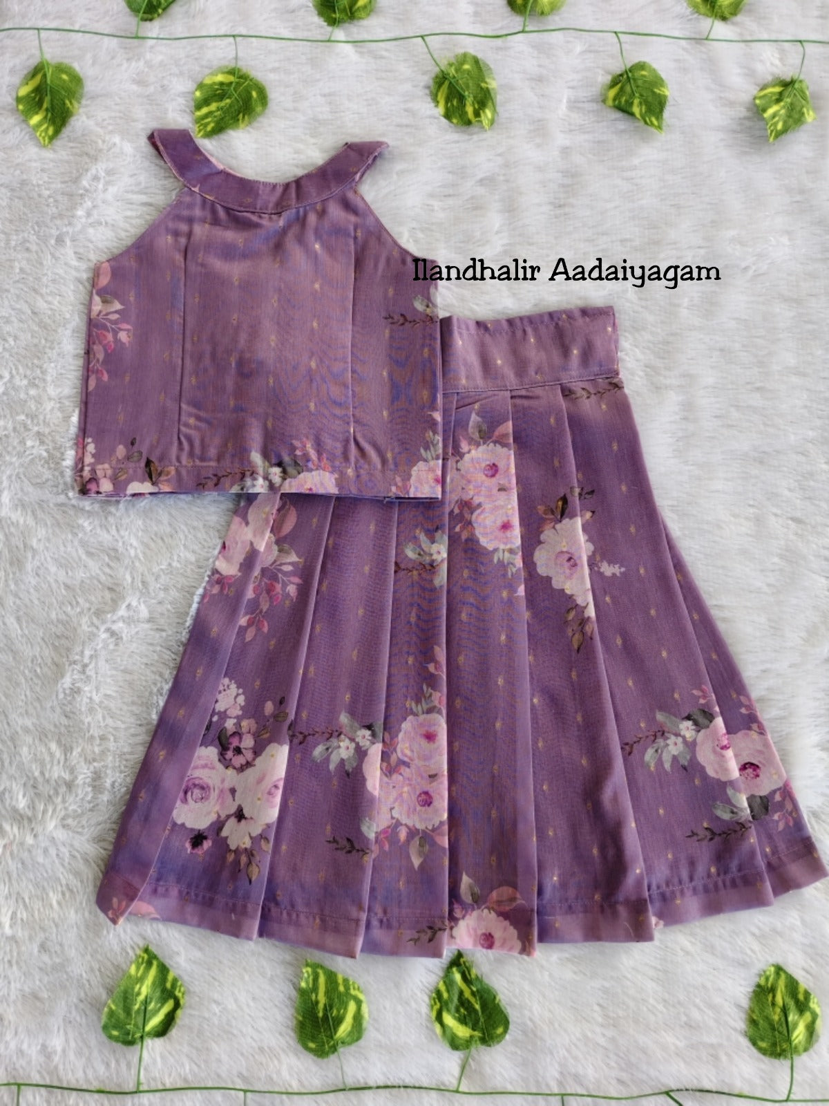 (ETTS004)Pastel shaded Floral Halter Top & Skirt Set