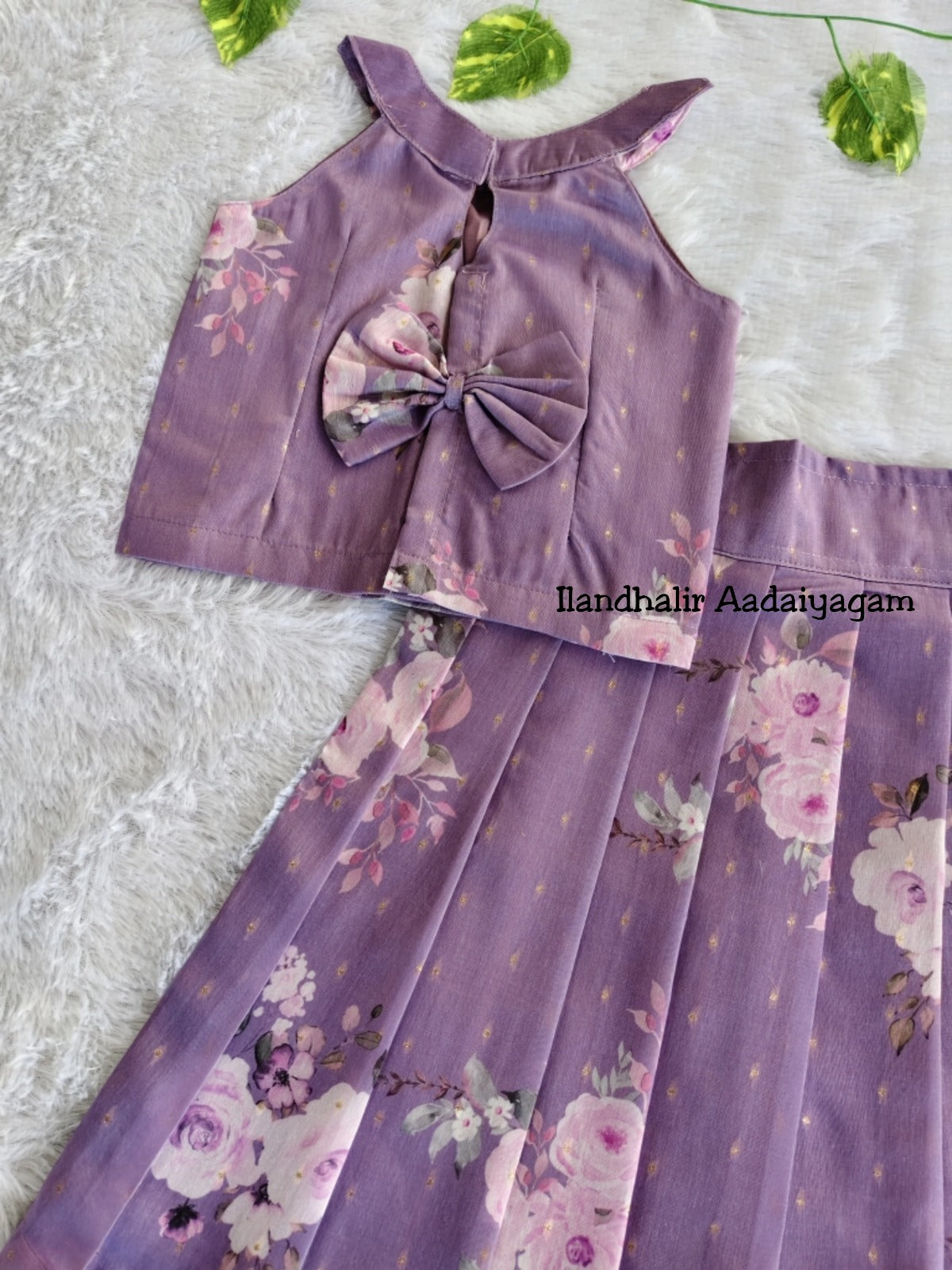 (ETTS004)Pastel shaded Floral Halter Top & Skirt Set