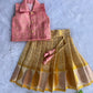 (ETTS006)  Golden Tissue Weaves Girls Top & Skirt Set
