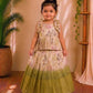 (ETTS007) Pastel Green floral Tissue weaves Top & Skirt Set