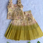 (ETTS007) Pastel Green floral Tissue weaves Top & Skirt Set