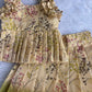 (ETTS007) Pastel Green floral Tissue weaves Top & Skirt Set