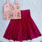 (ETTS008) Elegant Floral & Pleated Two-Piece Ethnic Set