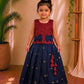 (ETTS009) Raw Silk Striped Ethnic Top & Skirt Set