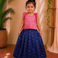 (ETTS013)Vibrant Pink and Royal Blue Ethnic Pattu Pavadai Set