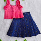 (ETTS013)Vibrant Pink and Royal Blue Ethnic Pattu Pavadai Set