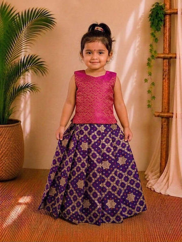 (ETTS018) Elegant Bold Color Banarasi Top and Skirt