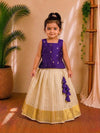 (ETTS022)Elegant Purple and Cream Striped Ethnic Lehenga Set