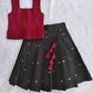 (ETTS023)Charming Red & Black Checked Pattu Pavadai Set
