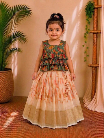 (ETTS025) Graceful Printed Zari Pattu Pavadai Set