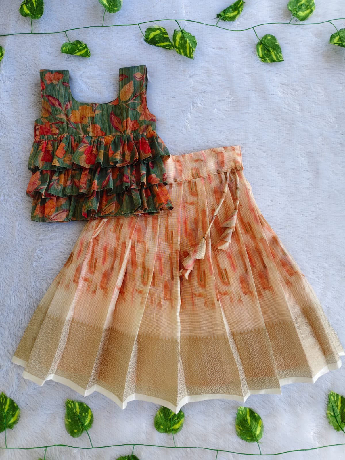 (ETTS025) Graceful Printed Zari Pattu Pavadai Set