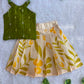 (ETTS026) Olive Green and Off-White Floral Printed Set