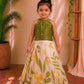 (ETTS026) Olive Green and Off-White Floral Printed Set