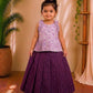 (ETTS028) Kids Floral Ruffled Peplum Top with Checked Long Skirt Set