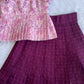 (ETTS028) Kids Floral Ruffled Peplum Top with Checked Long Skirt Set