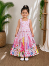 (ETTS033)Charming Floral Print Scalloped Hem Crop Top and Long Skirt Set