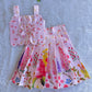 (ETTS033)Charming Floral Print Scalloped Hem Crop Top and Long Skirt Set