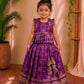 (ETTS038) Royal Purple & Gold Checked Pattu Pavadai Set