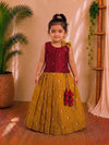 (ETTS040)Radiant Maroon & Mustard Yellow Bow Detail Co-Ord Set