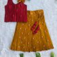 (ETTS040)Radiant Maroon & Mustard Yellow Bow Detail Co-Ord Set