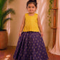 (ETTS043) Royal Yellow & Deep Purple Traditional Jacquard Pattu Pavadai Set