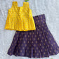(ETTS043) Royal Yellow & Deep Purple Traditional Jacquard Pattu Pavadai Set