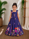(ETTS044) Enchanting Botanical Print Scalloped Hem Crop Top and Long Skirt Set
