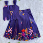(ETTS044) Enchanting Botanical Print Scalloped Hem Crop Top and Long Skirt Set