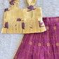 (ETTS045) Elegant Purple Checkered Skirt with Floral Print Peplum Top Set
