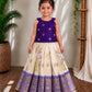 (ETTS046) Royal Purple and Off-White Floral Ethnic Skirt Set