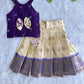 (ETTS046) Royal Purple and Off-White Floral Ethnic Skirt Set