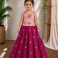 (ETTS047) Elegant Traditional Floral Top with Pleated Silk Skirt Set
