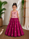 (ETTS047) Elegant Traditional Floral Top with Pleated Silk Skirt Set