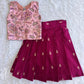 (ETTS047) Elegant Traditional Floral Top with Pleated Silk Skirt Set