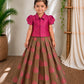(ETTS048) Chic Magenta and Bronze-Brown Jacquard Collar Shirt Set