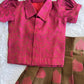 (ETTS048) Chic Magenta and Bronze-Brown Jacquard Collar Shirt Set